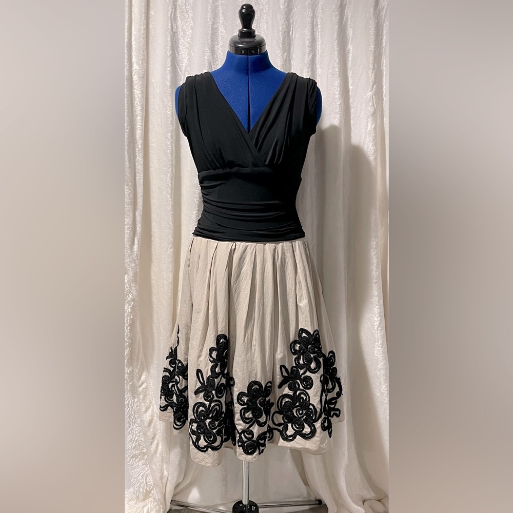 Brand: Collection Dressbarn
Size: 8
Color: Black with Cream
